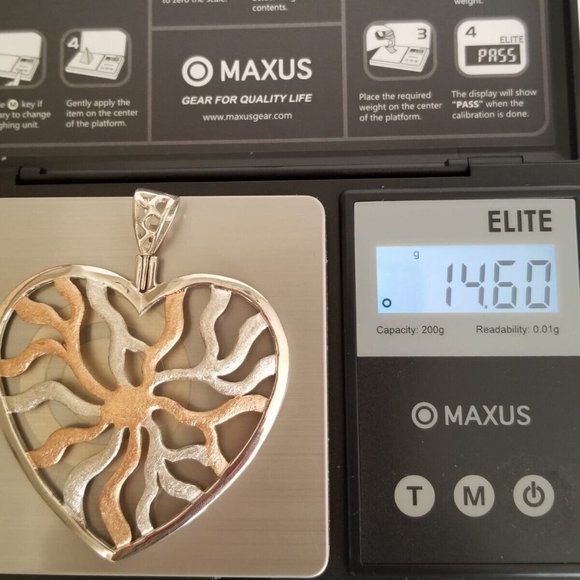 925 Sterling Silver Rose Gold Large Webbed Non Tarnish Heart Pendant Necklace - Picture 8 of 8